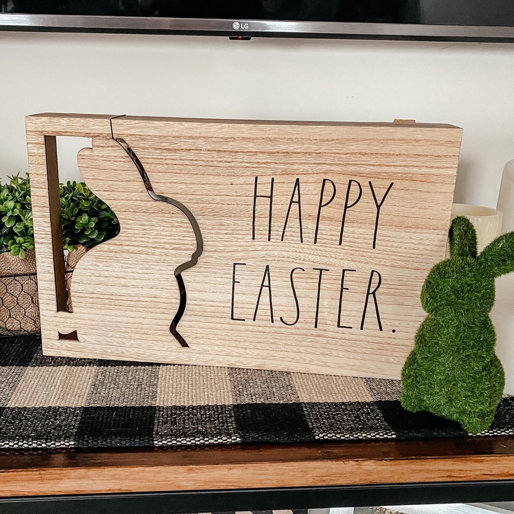 Rae Dunn Happy Easter Wooden Bunny Sign